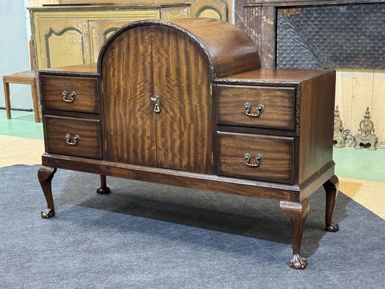Credenza da bar inglese degli anni '30 in noce e mogano