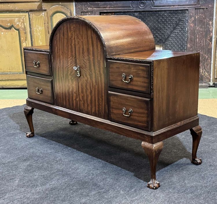 Credenza da bar inglese degli anni '30 in noce e mogano