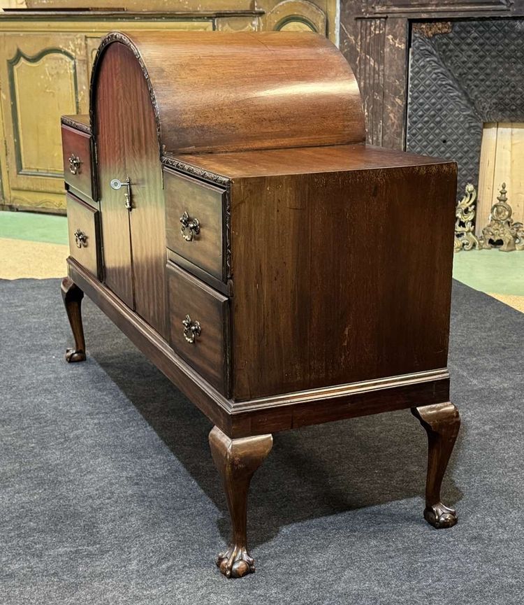 Credenza da bar inglese degli anni '30 in noce e mogano