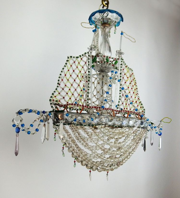 Glass bead boat chandelier