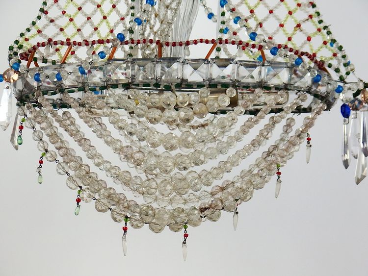 Glass bead boat chandelier
