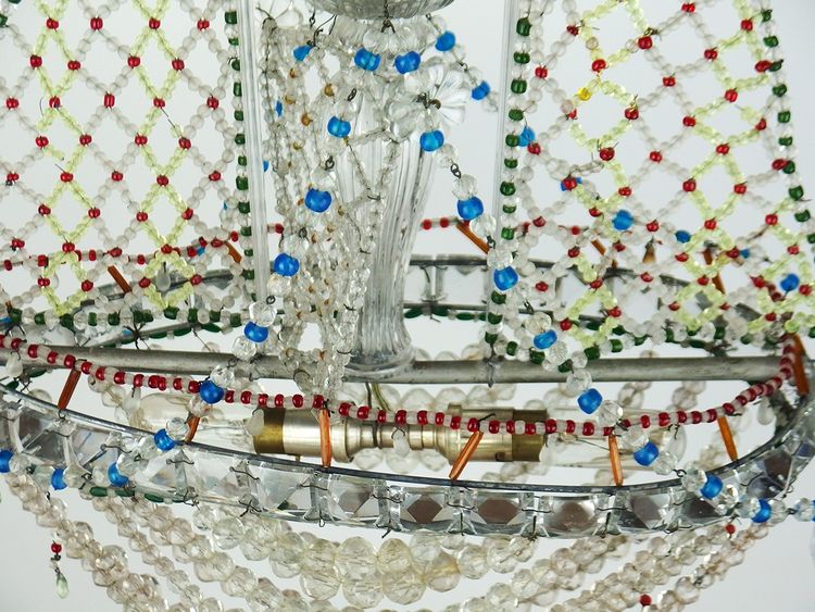 Glass bead boat chandelier