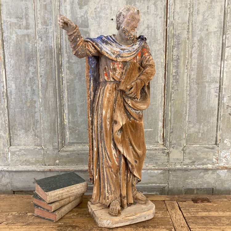 Saint en bois sculpté polychrome XVIII