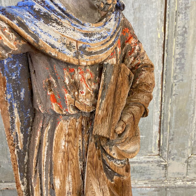 Saint en bois sculpté polychrome XVIII