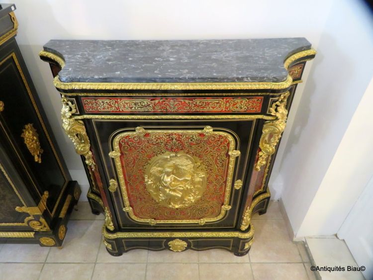 Konkaver Beistelltisch mit Boulle-Intarsien, Napoleon III.