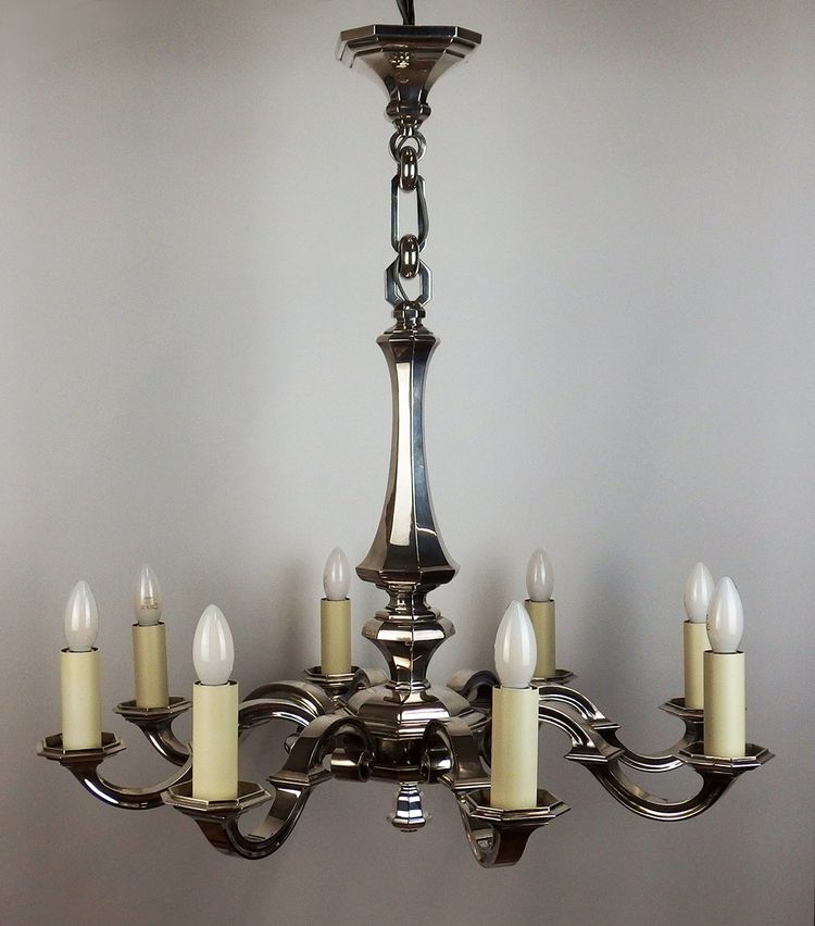 Art Deco chandelier in silvered bronze