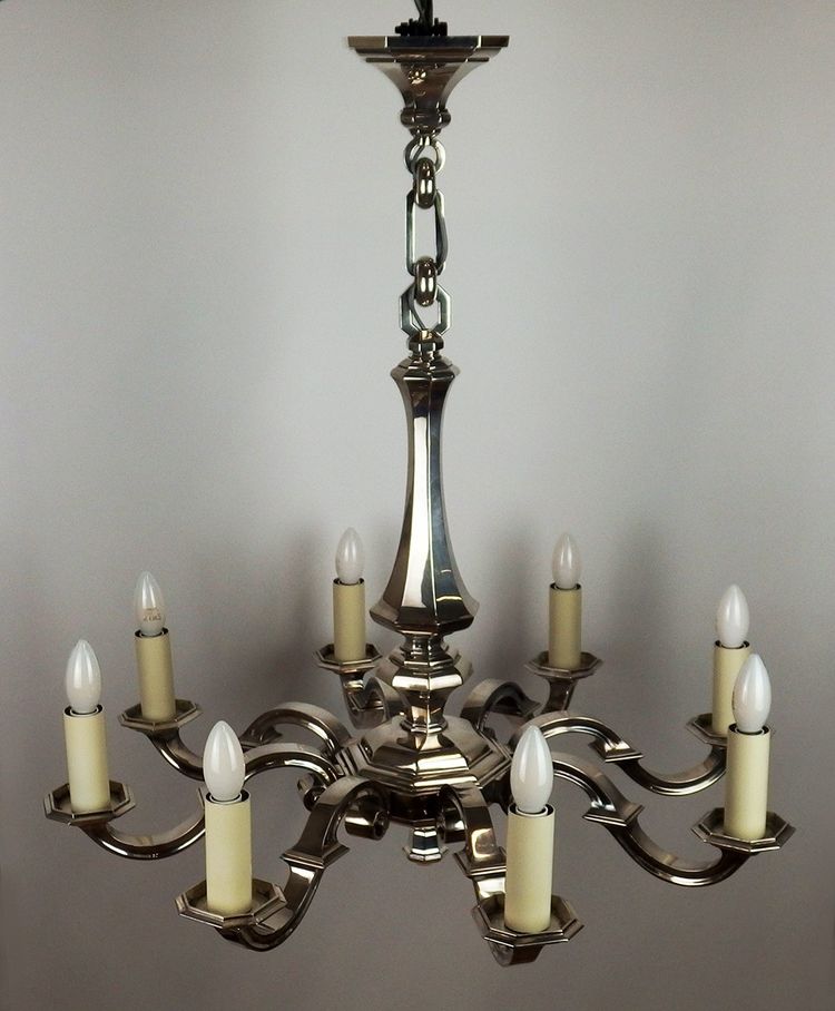 Art Deco chandelier in silvered bronze