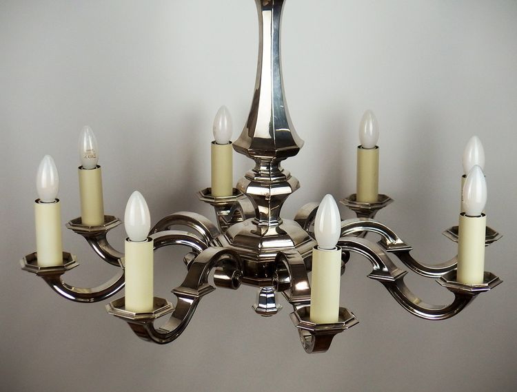 Art Deco chandelier in silvered bronze