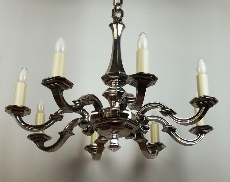 Art Deco chandelier in silvered bronze