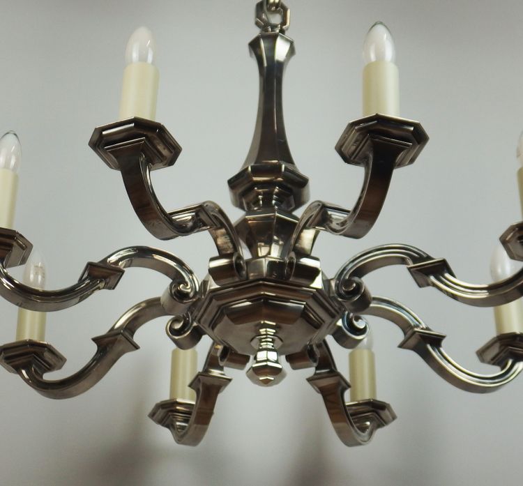 Art Deco chandelier in silvered bronze
