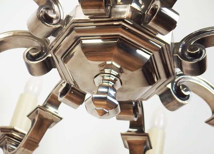 Art Deco chandelier in silvered bronze