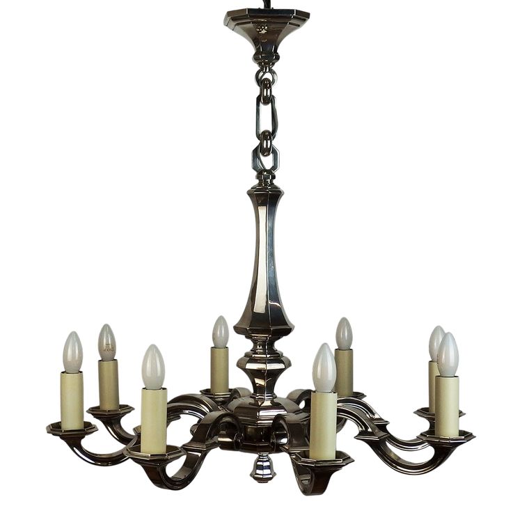 Art Deco chandelier in silvered bronze