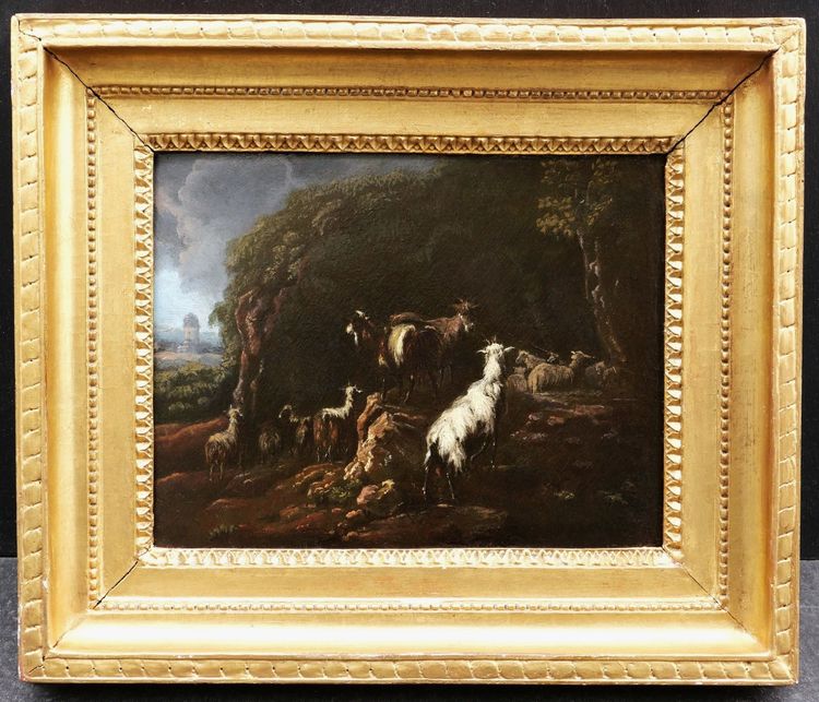 Attribué à Philipp Peter ROOS, dit ROSA di TIVOLI, Chèvres dans un paysage, tableau
