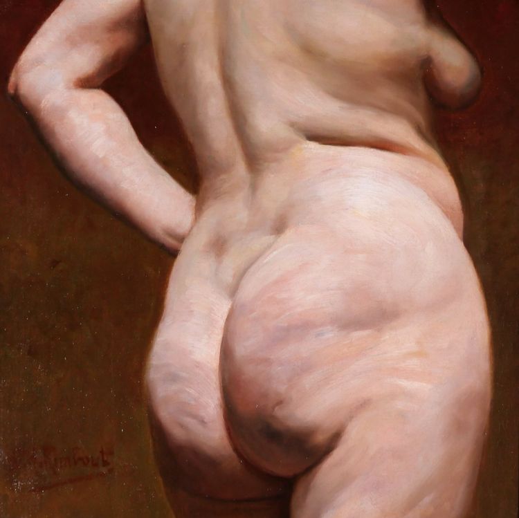 Paul-Henri RIMBOUT, Femme nue, tableau, vers 1900-10 académie Belgique