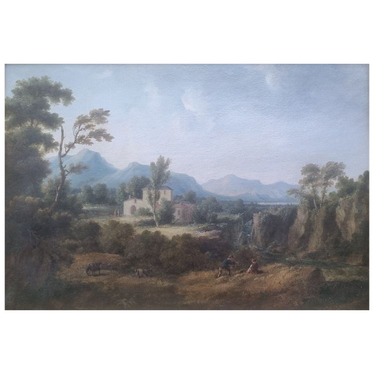 George BARRETT - Paesaggio animato con cascata