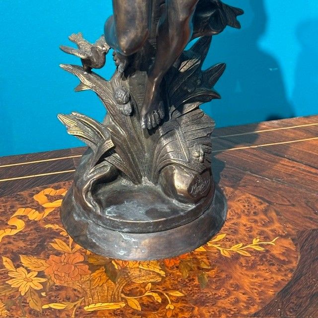 Antike Bronzeskulptur „Apollo“ von Moreau, Frankreich, 19. Jahrhundert. Höhe: 60 cm