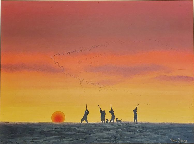 Fred ZELLER - (1912 - 2003) - La Chasse - huile sur panneau -