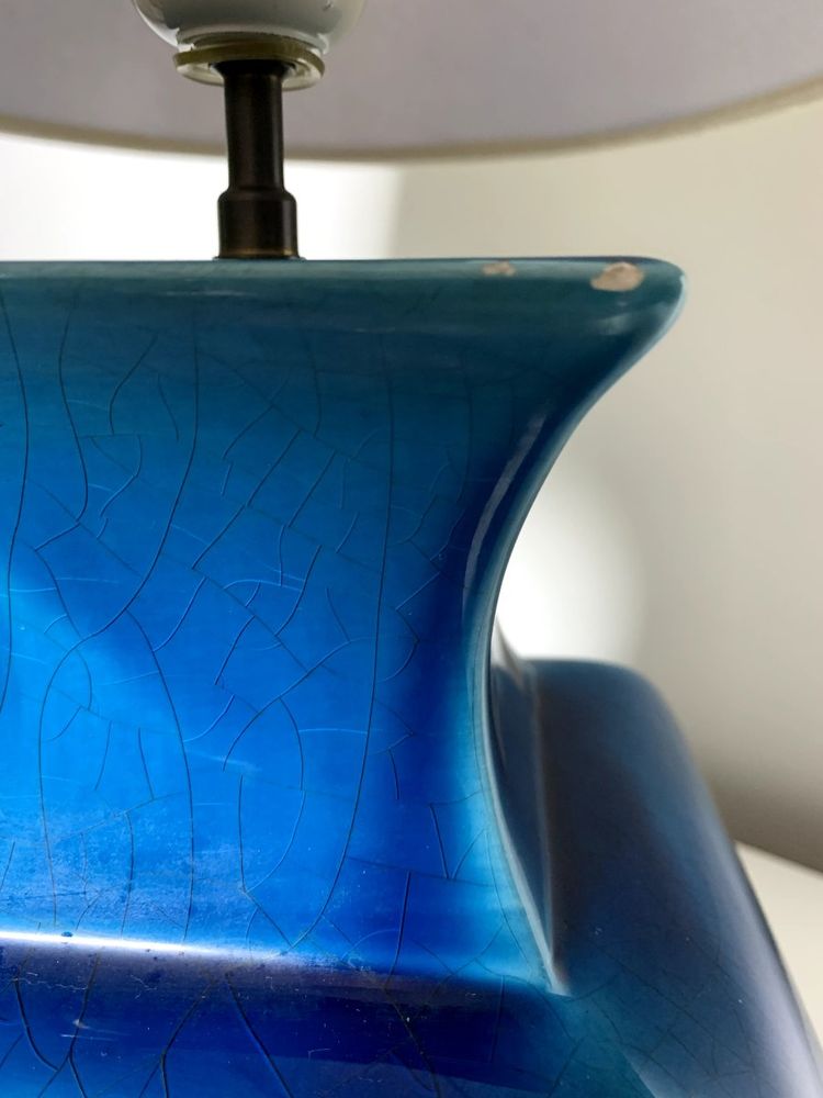 Molin Charolles ceramic lamp with turquoise blue glaze – 1970s