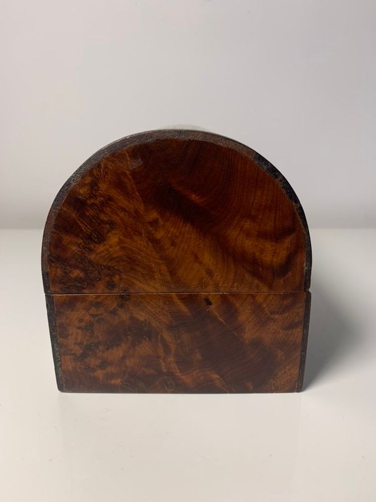 Thuya wood jewelry box – Rounded lid – 20th century handcrafted