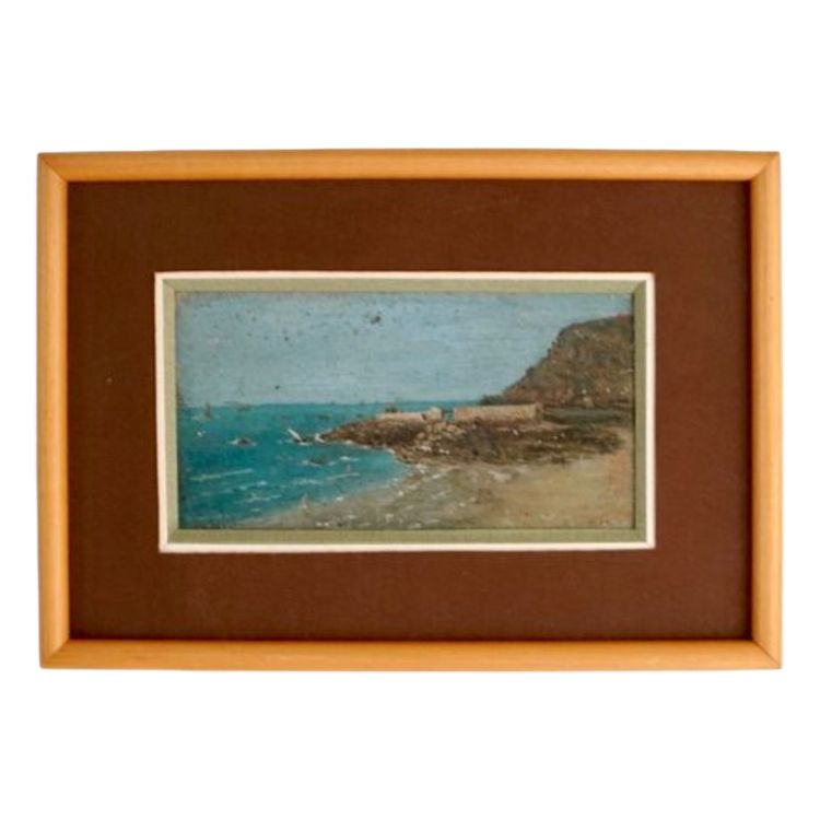 Tableau peinture plage à l'huile - signée Eugène HUC (1891-1979) - début XXème