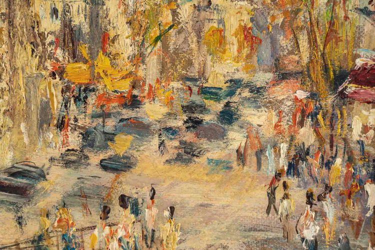 Serge Belloni (1925-2005) - La Porta Saint-Denis, olio su tela, 1970 circa