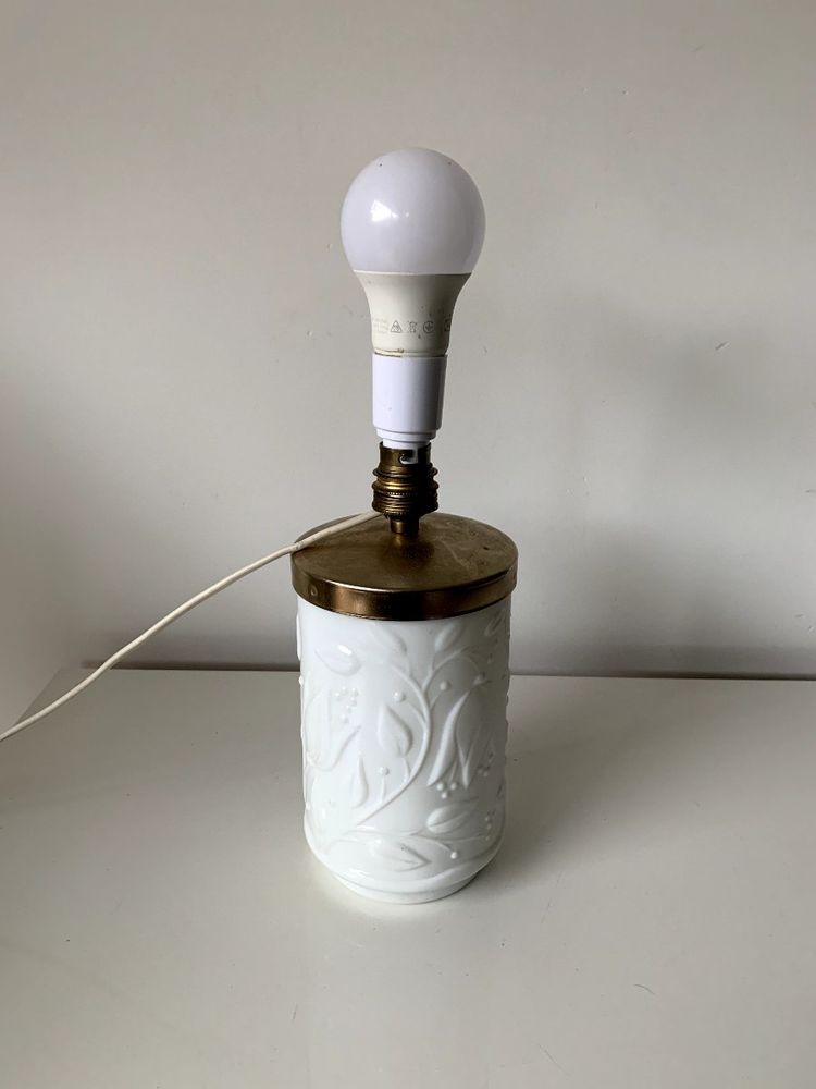 Vintage lamp base in white opaline glass – 1950s/60s