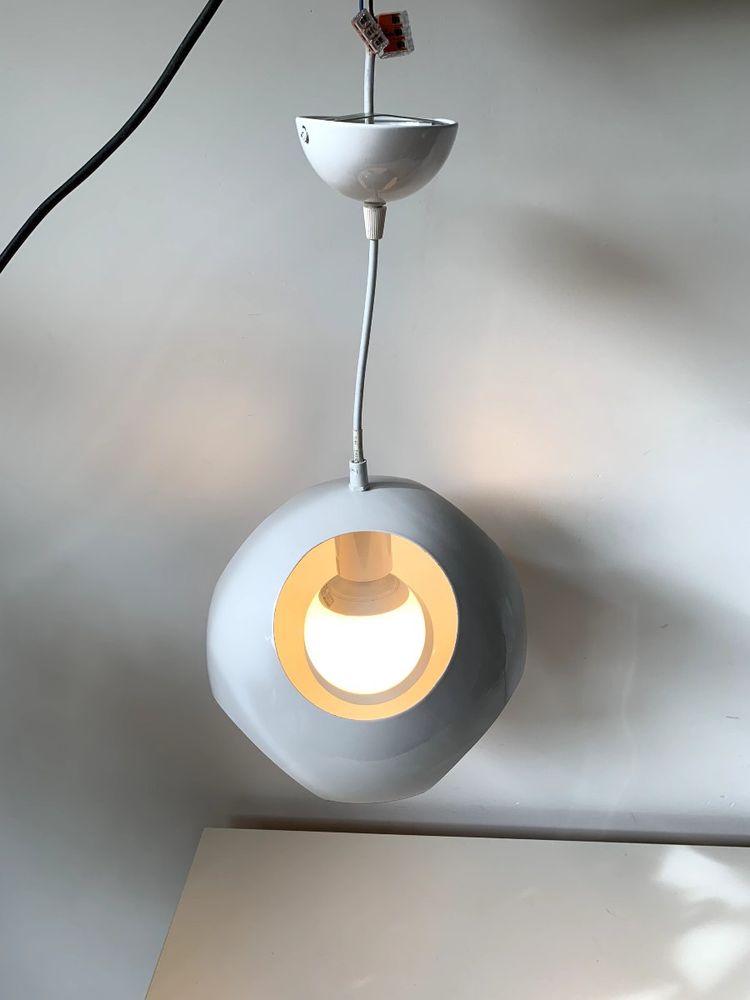 White metal ball pendant light – Mid-Century Style