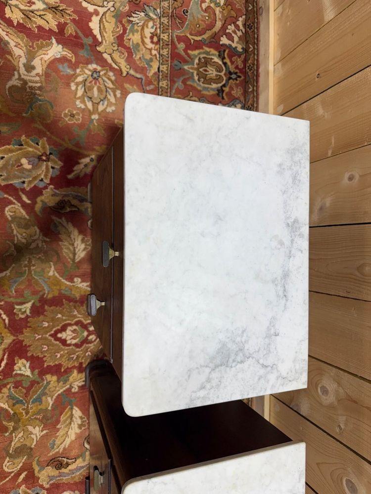 Coppia di comodini Art Déco – Palissandro, Marmo di Carrara e Ottone – Anni '30