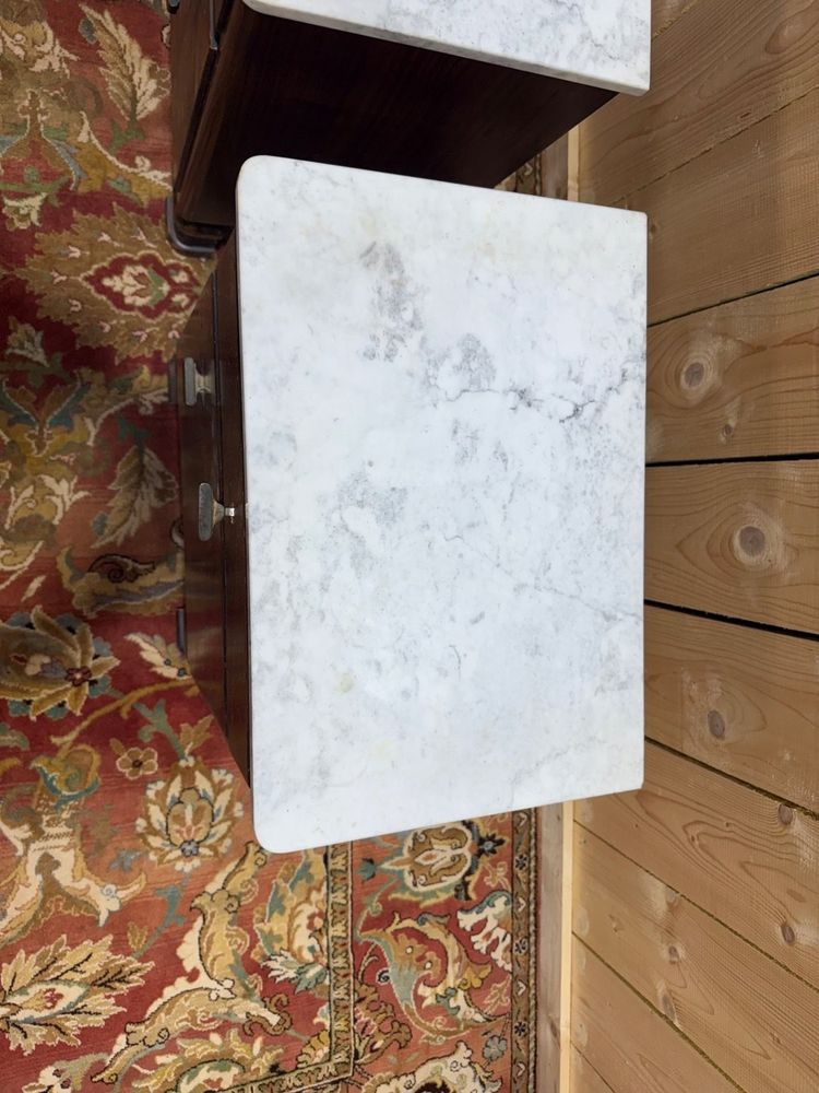 Coppia di comodini Art Déco – Palissandro, Marmo di Carrara e Ottone – Anni '30