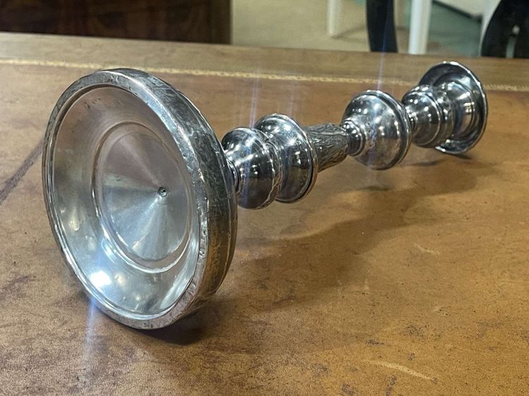 Silver-plated metal candlestick, early 20th century