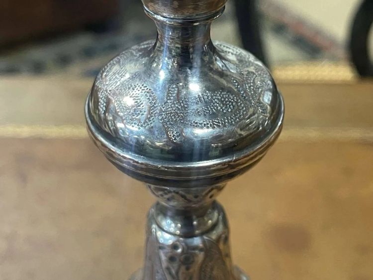 Silver-plated metal candlestick, early 20th century