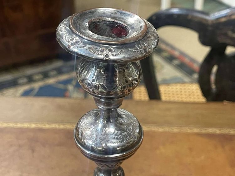 Silver-plated metal candlestick, early 20th century