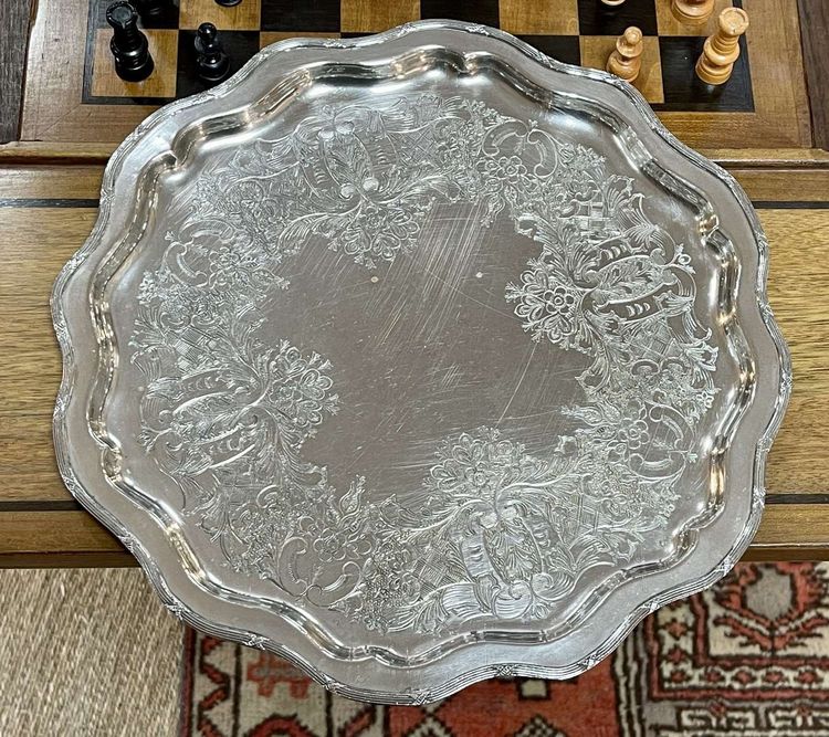 Silver metal tray