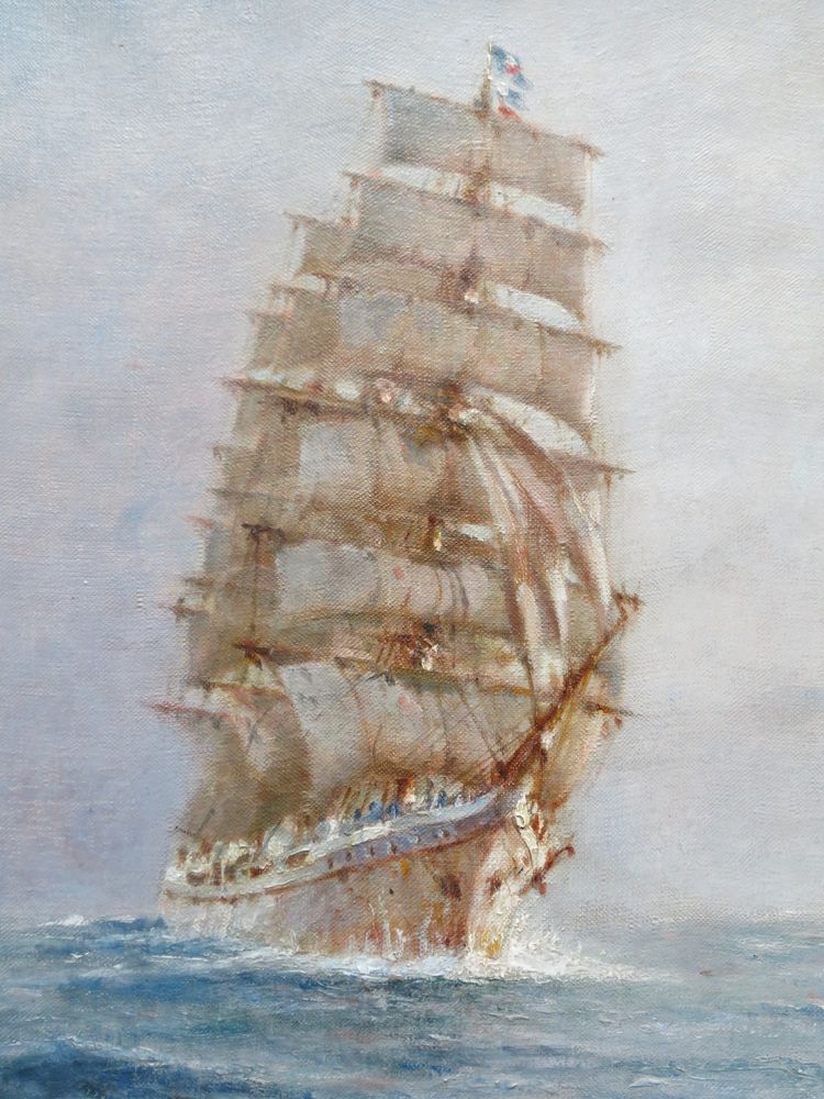 Pierre Forest, three-masted ship sailing.