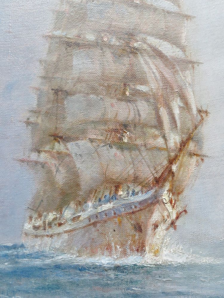 Pierre Forest, three-masted ship sailing.