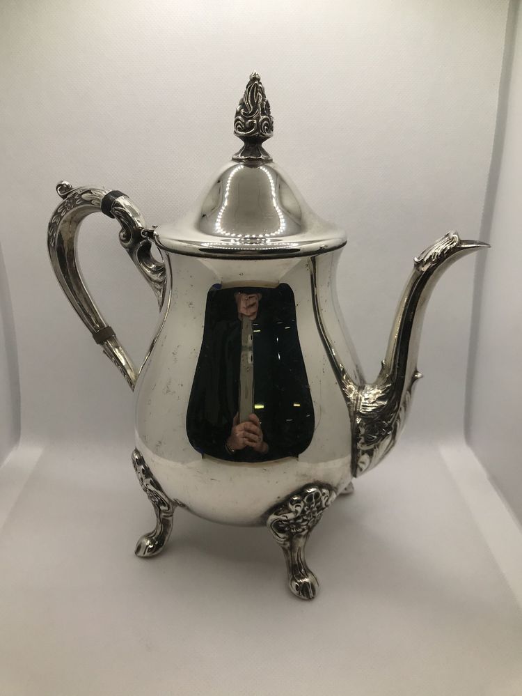 English silver-plated metal teapot