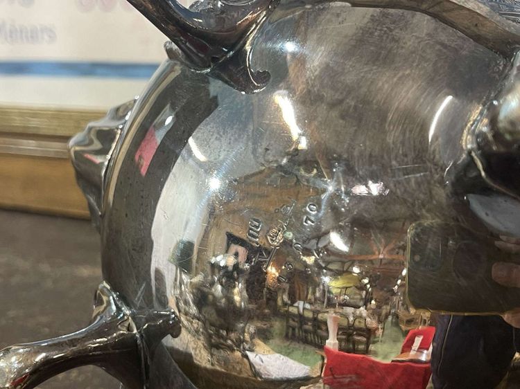 Louis XV style silver-plated metal teapot