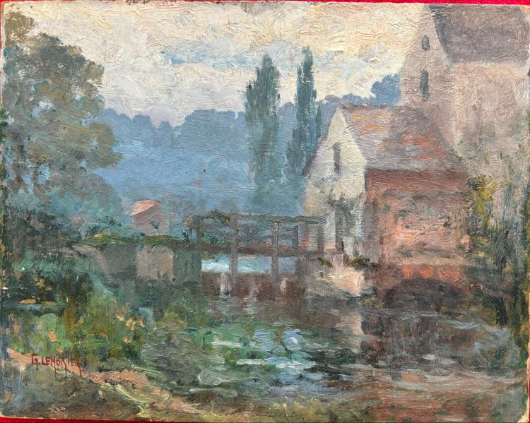 Hübsches kleines Ölgemälde auf Holz