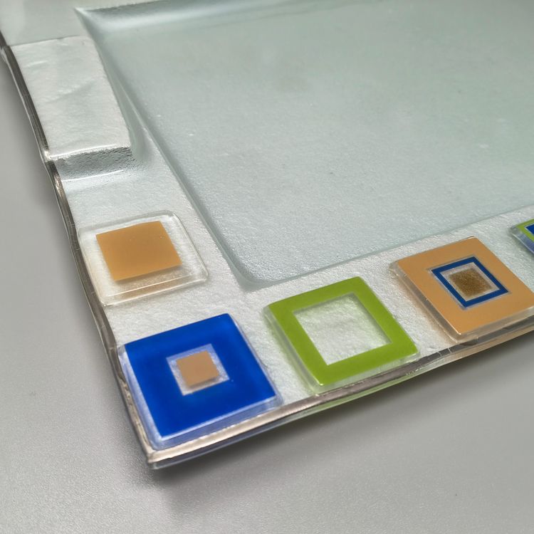 Splendido vassoio degli anni '70 di Albatros in vetro di Murano. Prodotto in Italia.