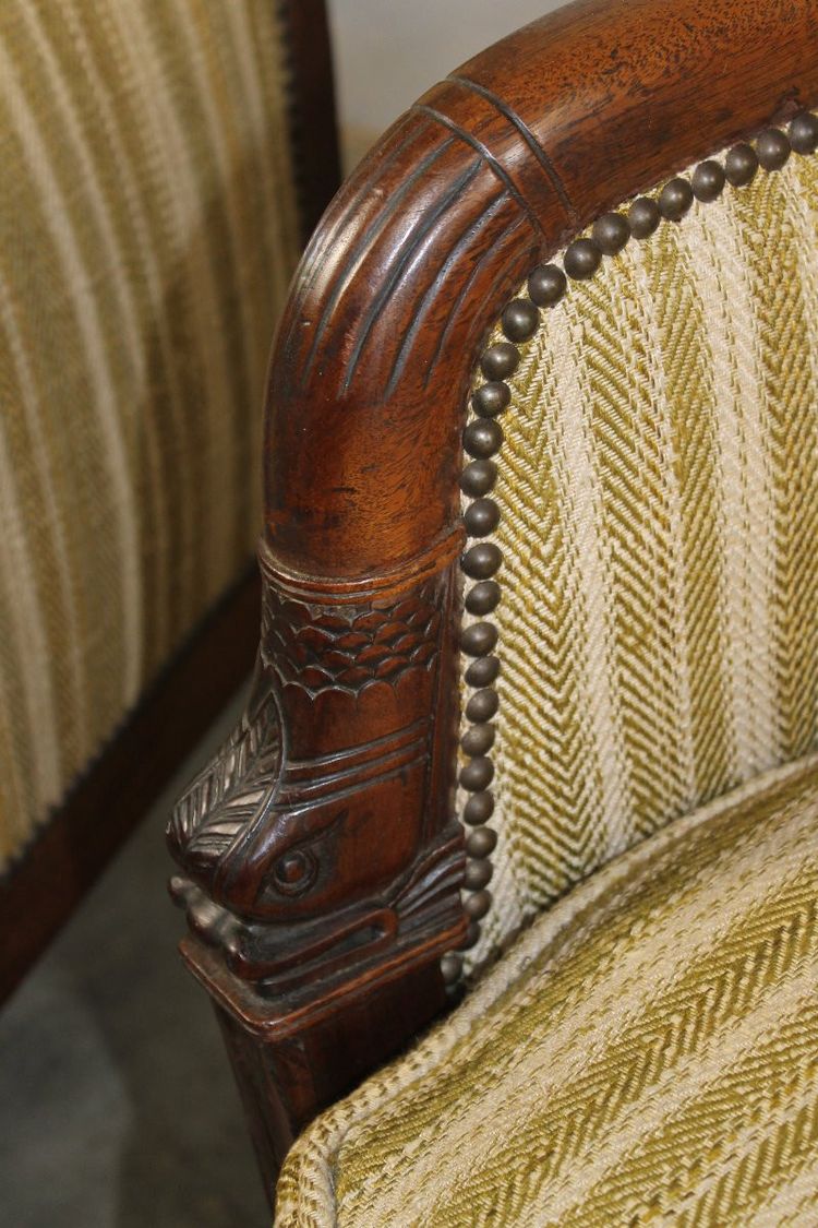 Paire de bergères en bois fruitier époque Empire 19ème