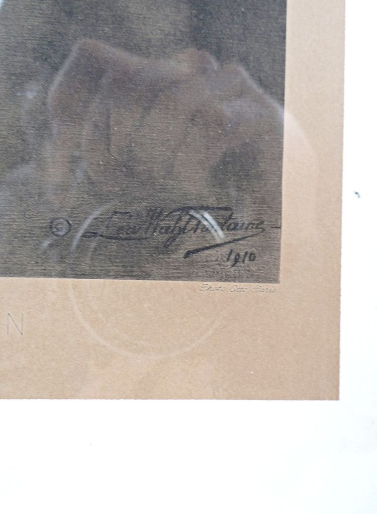 Engraving of Beethoven, proof number 125, signed Léa Wahl Fontaine, early 20th century, 1910