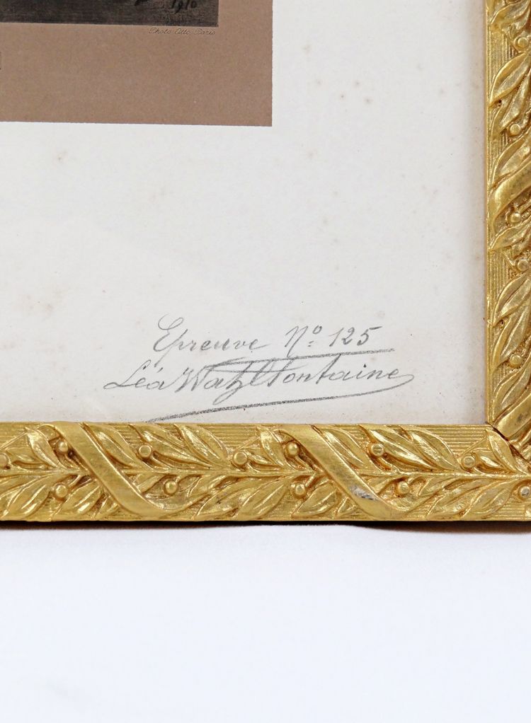 Engraving of Beethoven, proof number 125, signed Léa Wahl Fontaine, early 20th century, 1910
