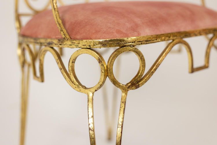 Pair of gilt wrought iron armchairs, circa 1990 LS3873521