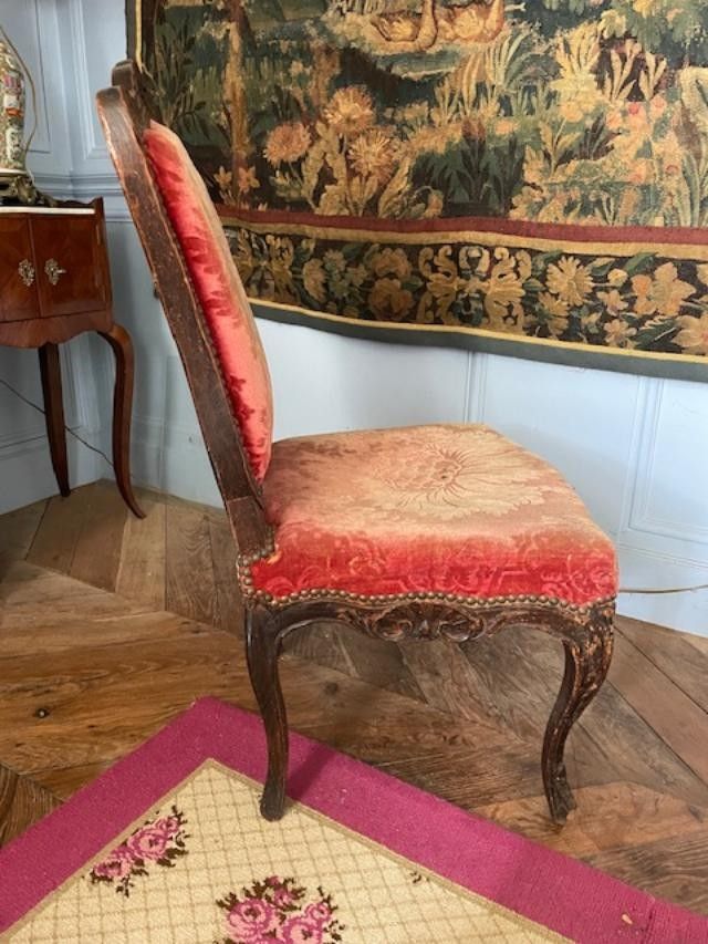 Chaise à dossier plat d'époque Louis XV
