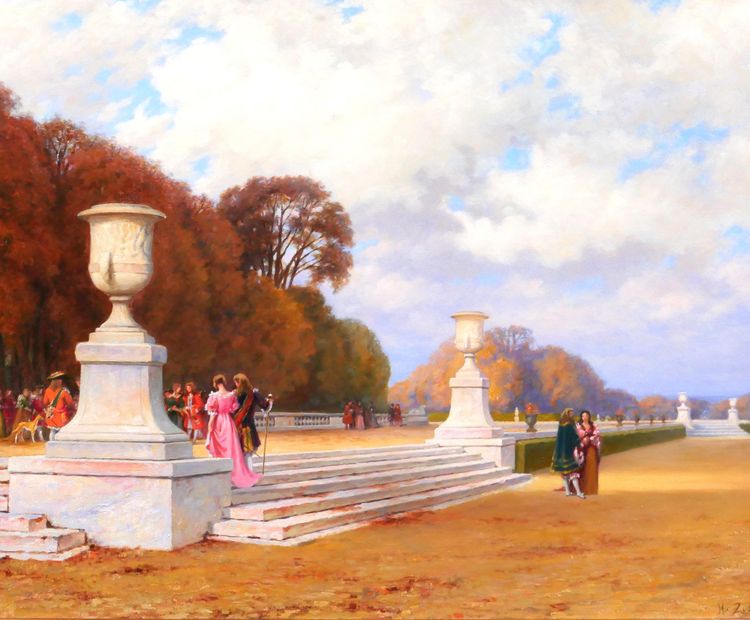 Henri ZUBER 1844-1909 Versailles, le parc du chateau, tableau, vers 1898-99 paysage Alsace