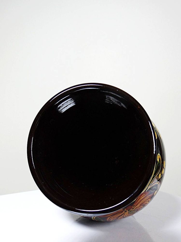 Grande vaso vintage in ceramica smaltata a mano ungherese MHV, risalente agli anni '60-'70.
