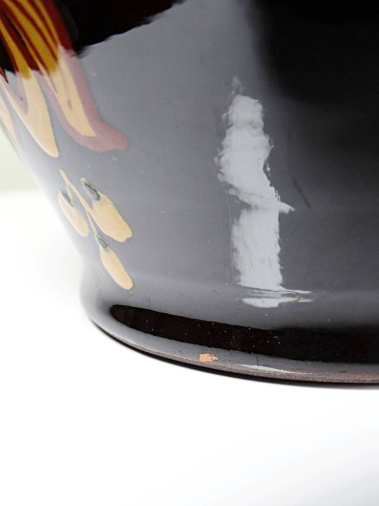 Grande vaso vintage in ceramica smaltata a mano ungherese MHV, risalente agli anni '60-'70.