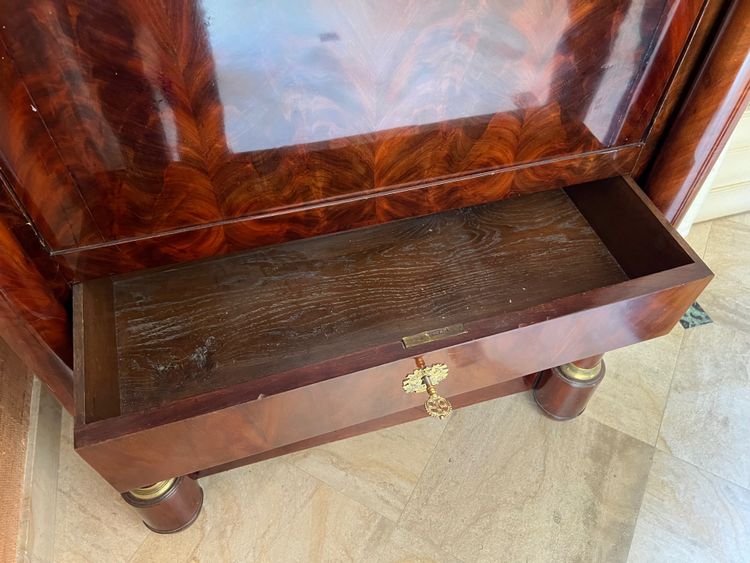 Secrétaire Empire en Acajou Flammé à Abattant – Dessus Marbre Noir – XIXe Siècle