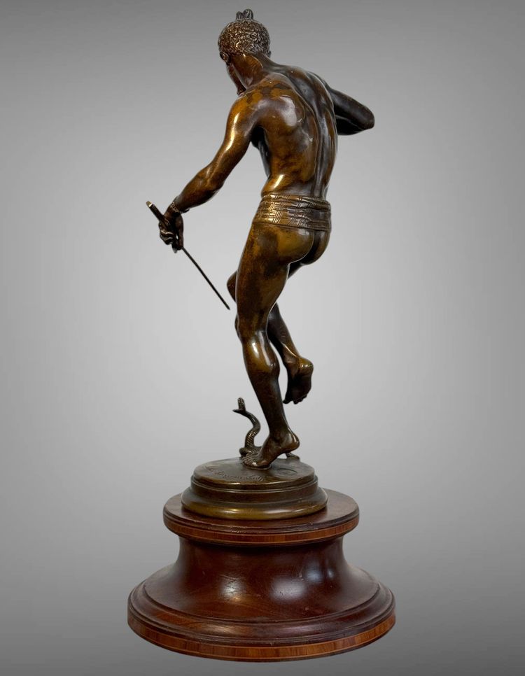 SCULPTURE EN BRONZE DE CHARLES - ARTHUR BOURGEOIS " LE CHARMEUR DE SERPENT