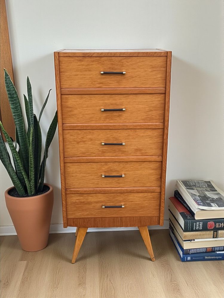 CHIFFONIER / SEMAINIER DE STYLE SCANDINAVE DES ANNÉES 50 / 60 EN BOIS CLAIR